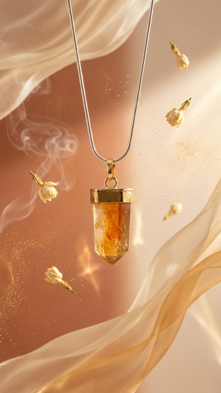 Citrine Pencil Pendant