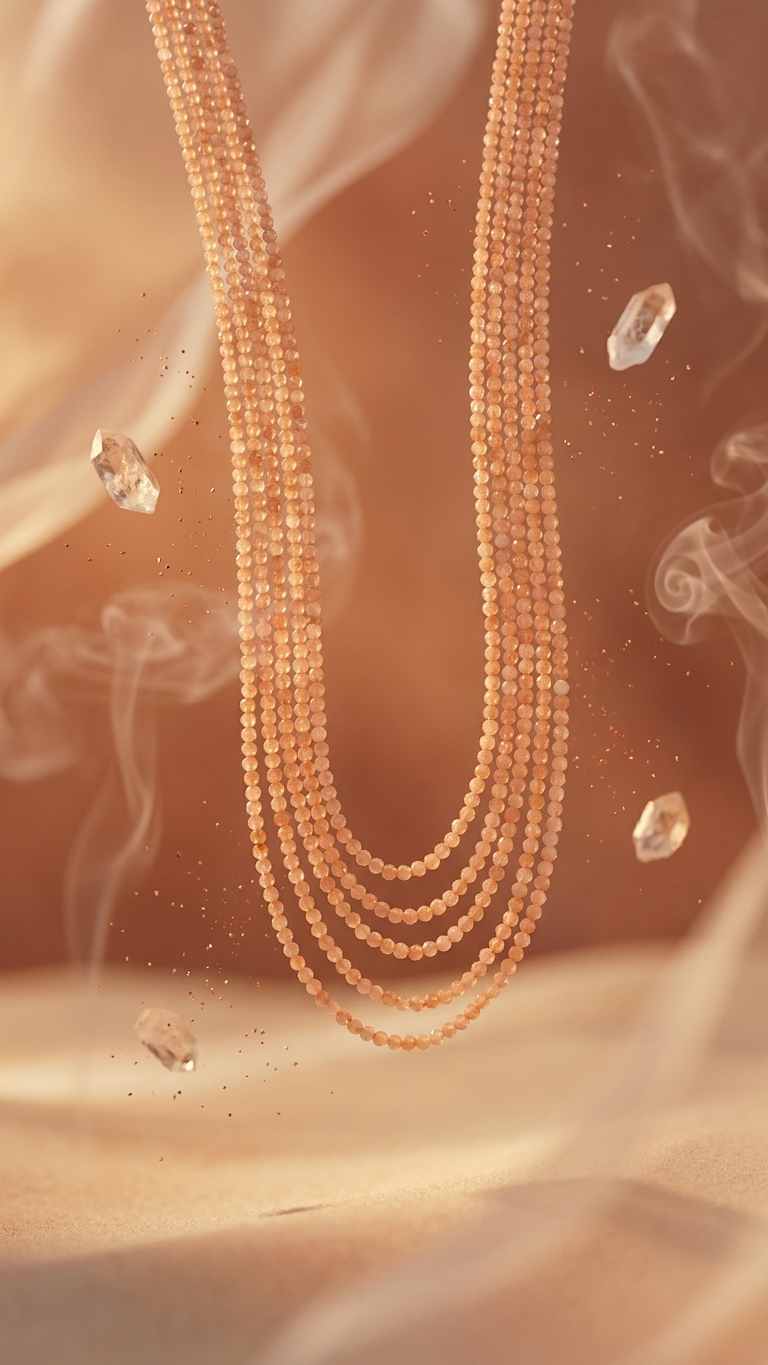 Natural Peach Moonstone Beaded Necklace (With Certificate)