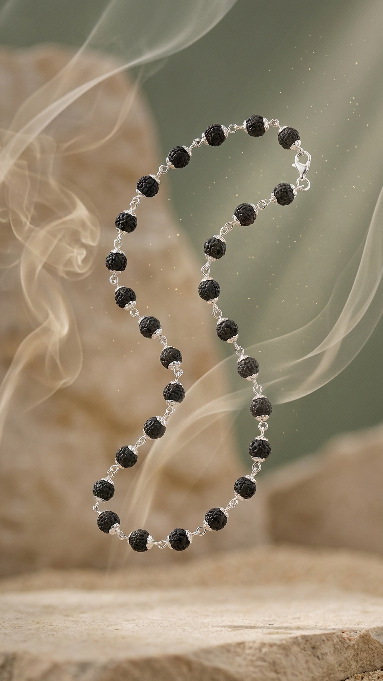 Natural Karungali Power Bead Chain – Ebony Elegance Edition (With Certificate)