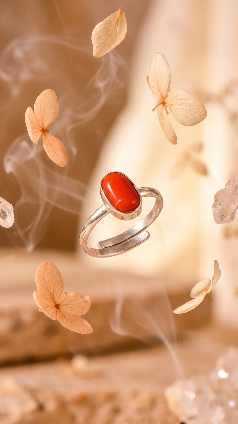 NATURAL CORAL (MOONGA)  RING GEMSTONE