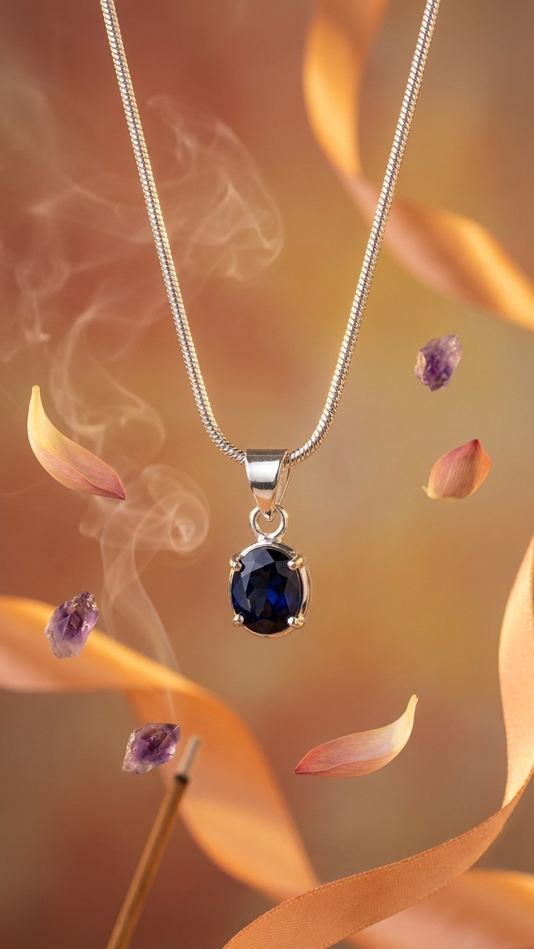 NATURAL BLUE  SAPPHIRE  ( NEELAM) PENDANT