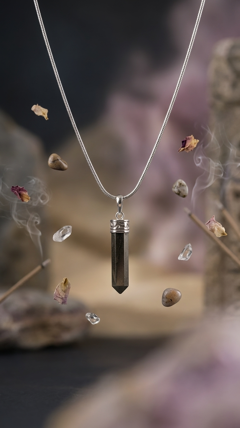 Natural Pyrite Pencil Pendant (With Certificate)