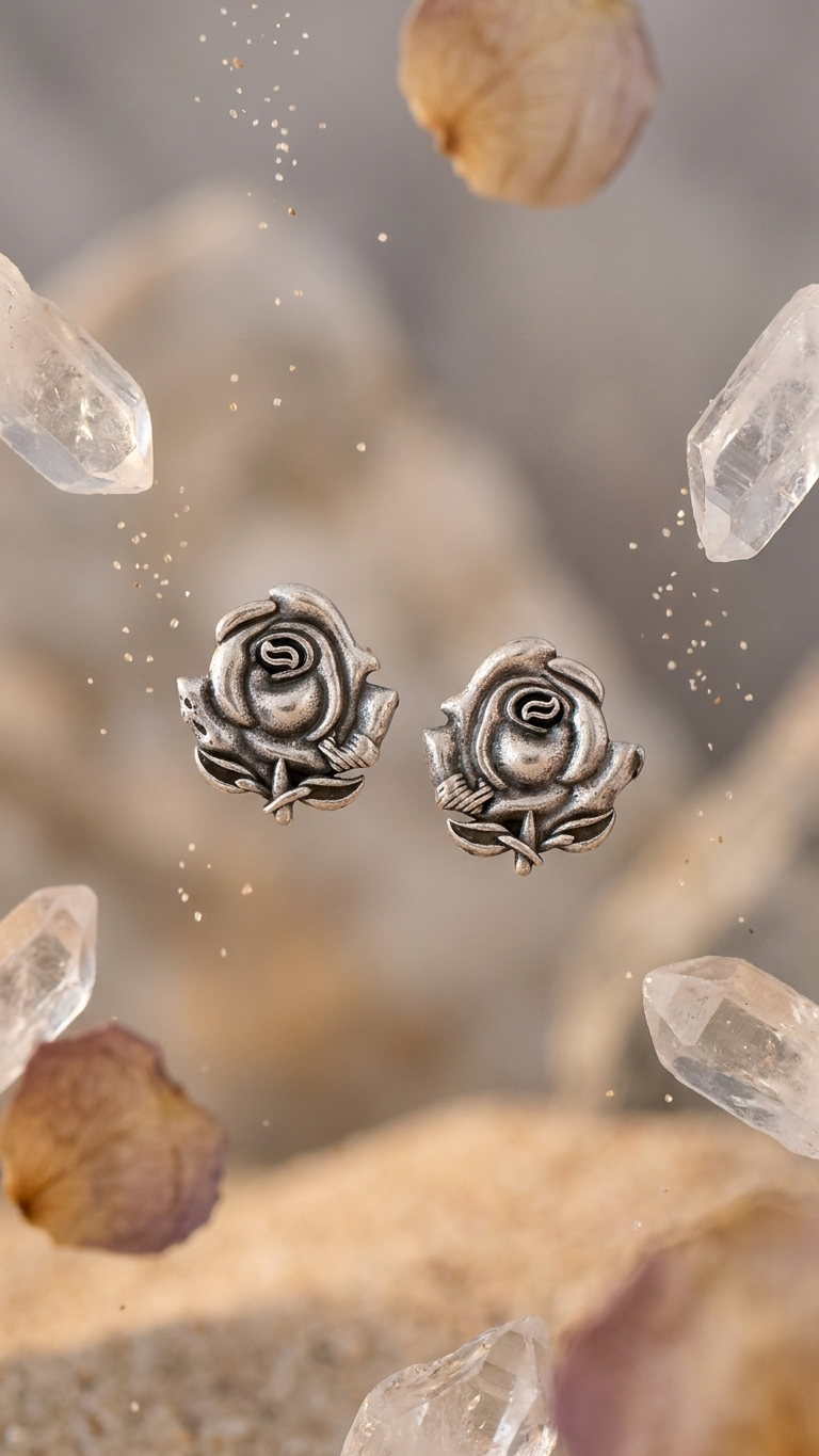 Rose Blossom Dandiya Stud Earrings