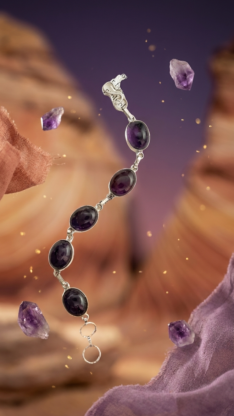 Amethyst Chain Bracelet