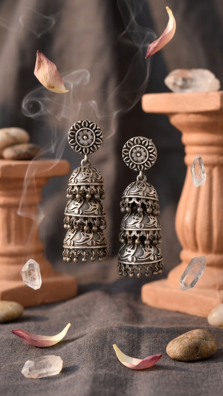Tribal Harmony Dandiya Jhumka Earrings