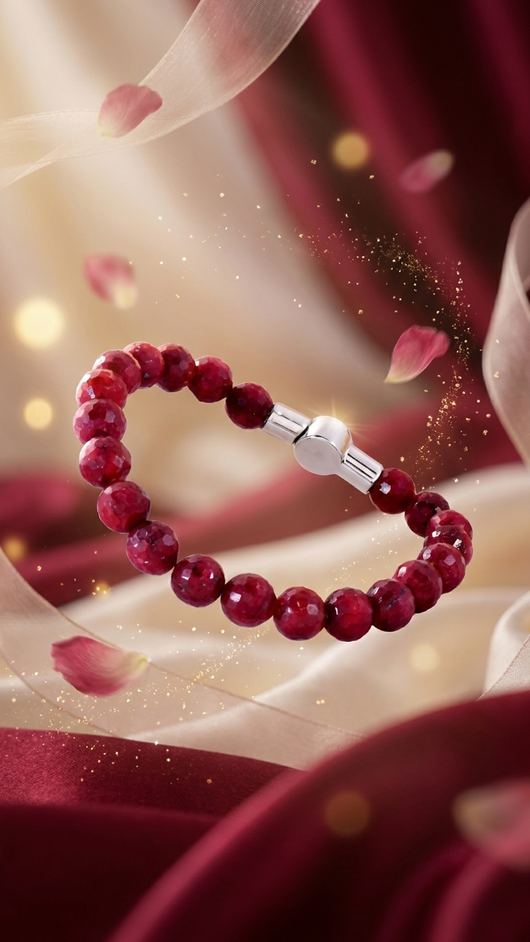 Ruby Faceted Bracelet With Magnet Lock