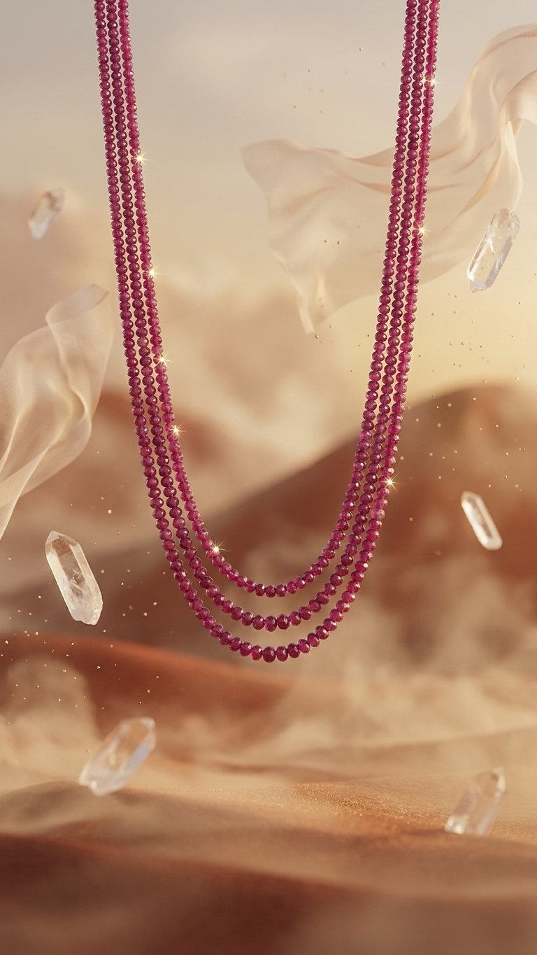 Natural Ruby Beaded Necklace (With Certificate)