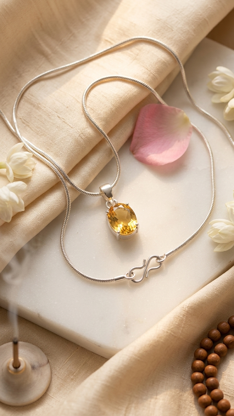 Citrine Cut Stone Pendant Oval Shape