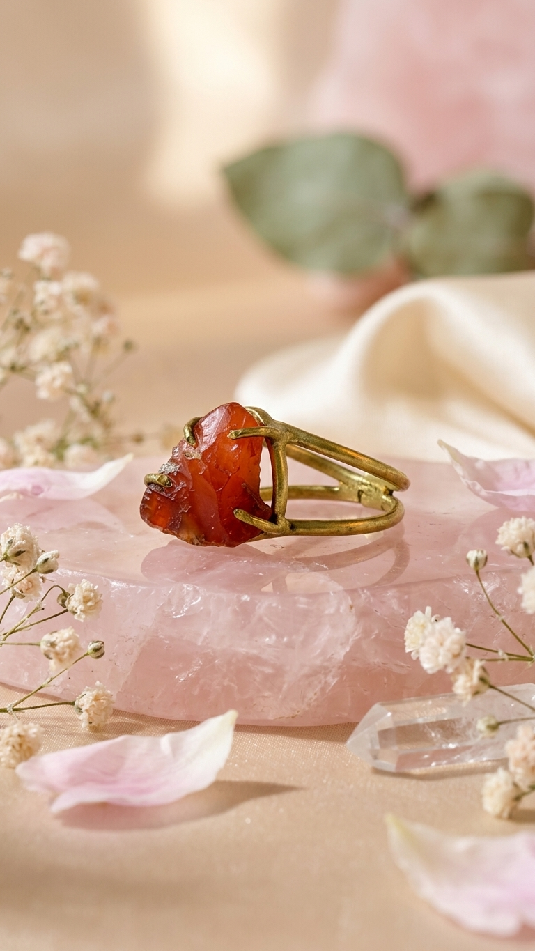 NATURAL CARNELIAN RAW RING 100% Natural Gemstone