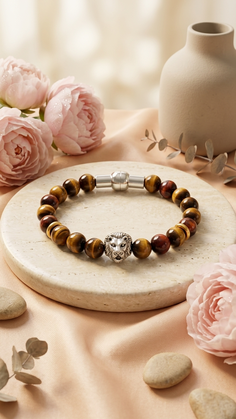 Tiger Eye Lion Bracelet With Magnetic Lock