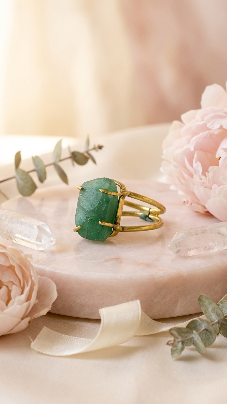 NATURAL GREEN JADE RAW RING 100% Natural Gemstone