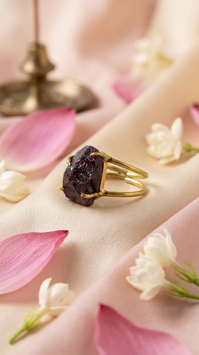 NATURAL GARNET RAW RING 100% Natural Gemstone