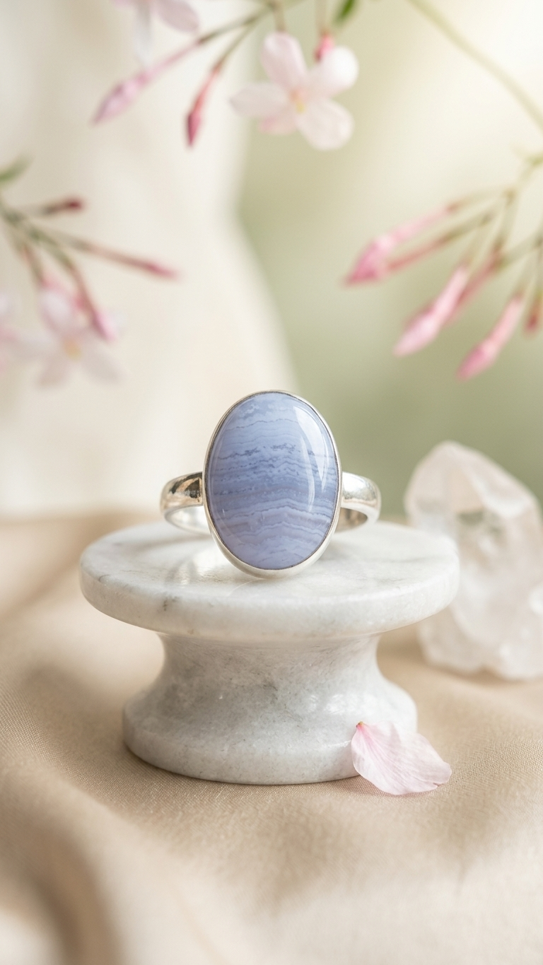 NaturalBlue Lace Agate Ring