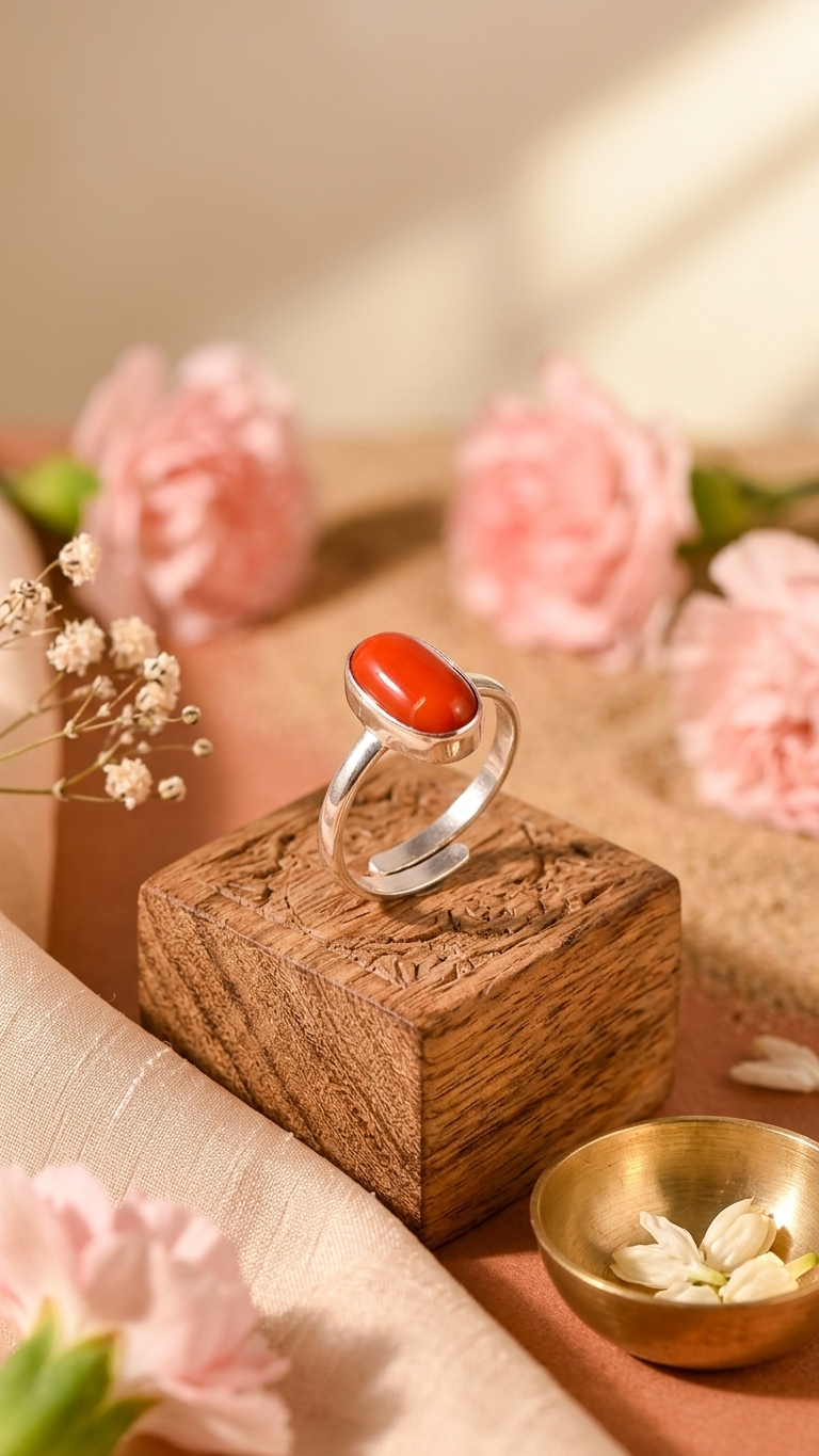 NATURAL CORAL (MOONGA)  RING GEMSTONE