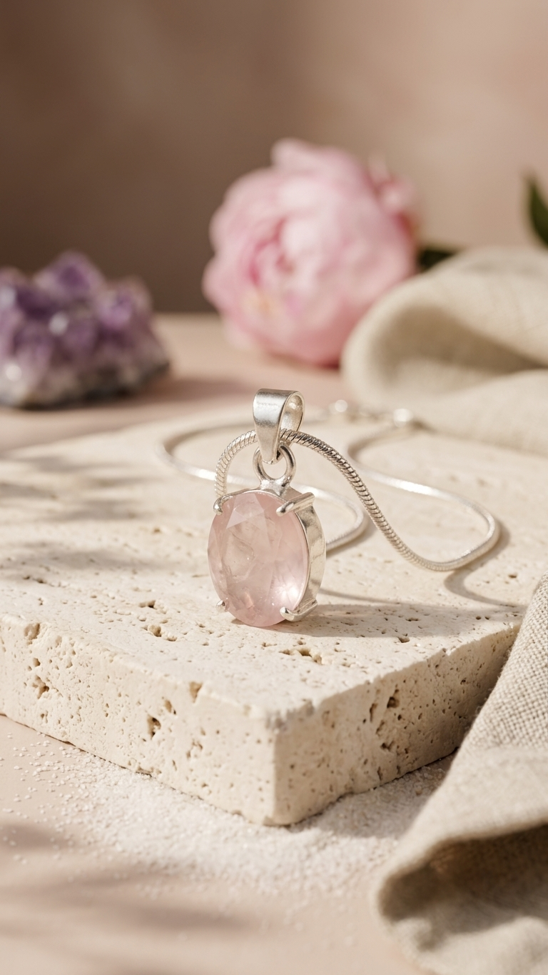 NATURAL ROSE FACETED  PENDANT