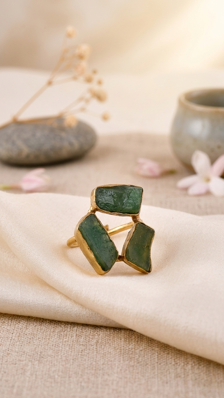 Jade Dandiya Statement Ring
