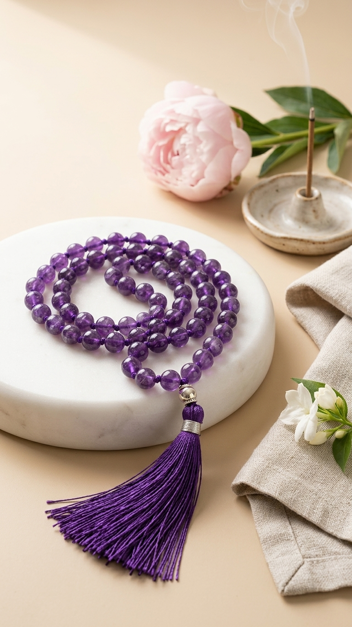 Amethyst Mala 108 beads 8mm