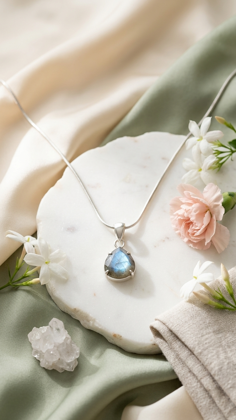 Natural Faceted Labradorite Pendant