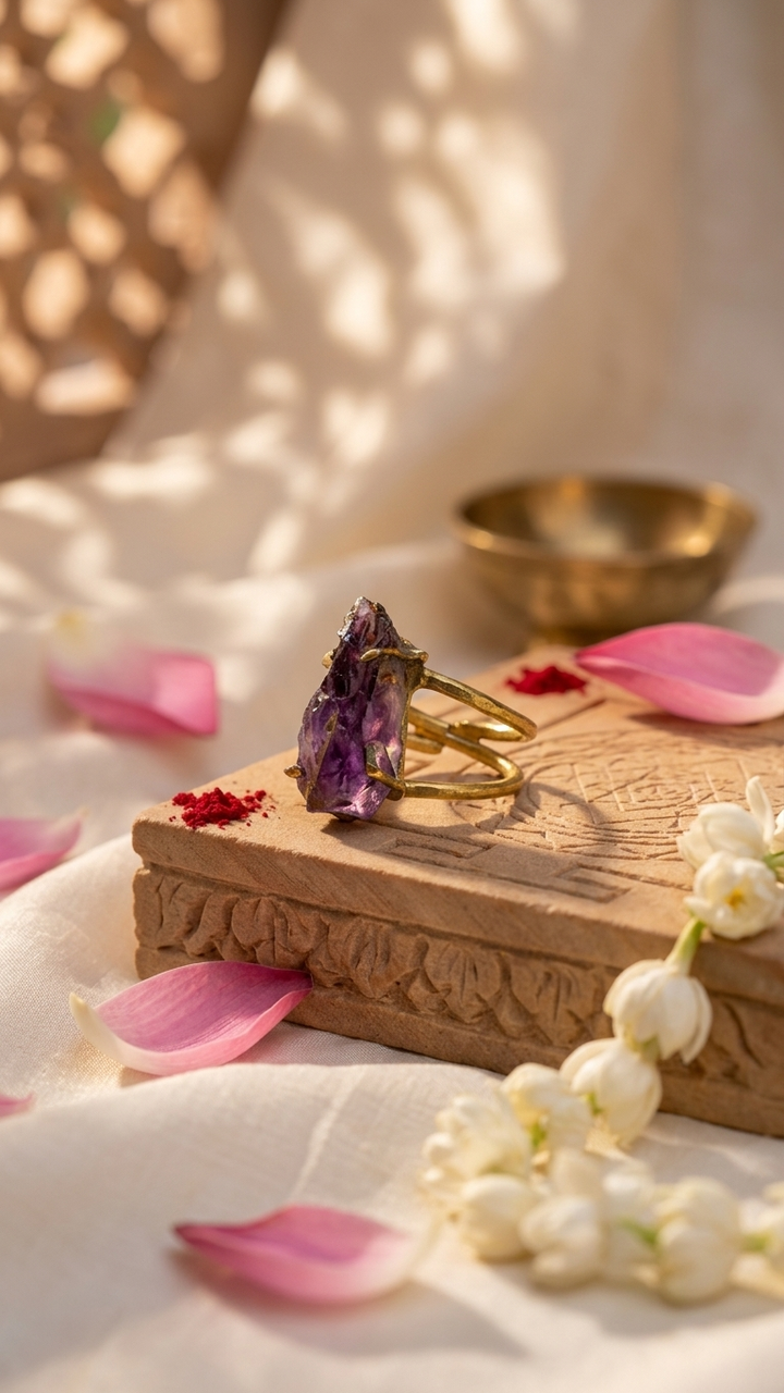 NATURAL AMETHYST RAW RING 100% Natural Gemstone