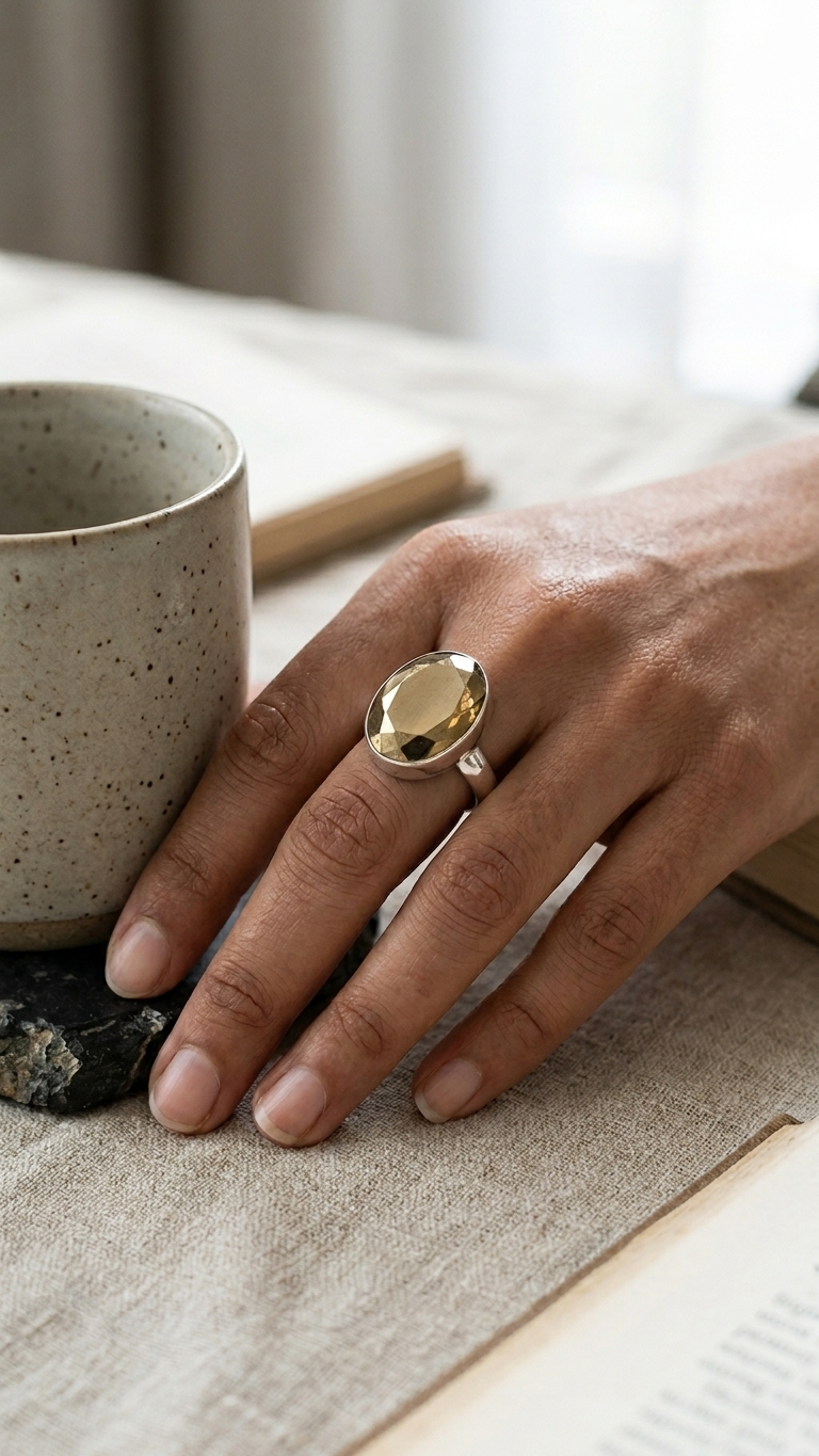 Pyrite Cut Stone Ring