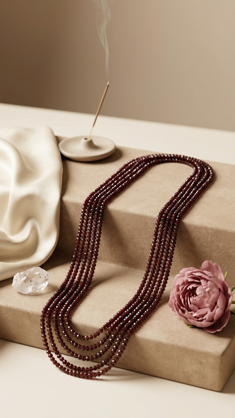 Natural Hessonite Garnet (Gomed) Beaded Necklace (With Certificate)