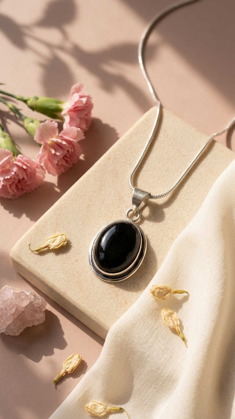 Natural Black Tourmaline Pendant Oval Shape