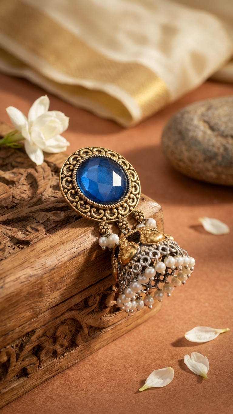 Neel Jhumka Dandiya White Metal Earrings