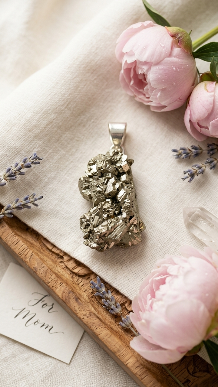 Natural Shape Pyrite Pendant  prong Setting