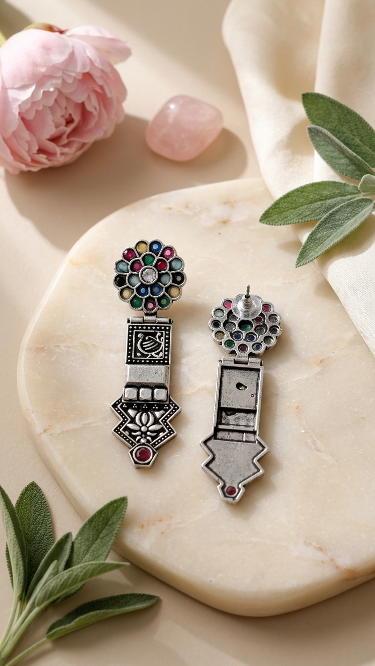 Vibrant Navratna Dandiya Earrings