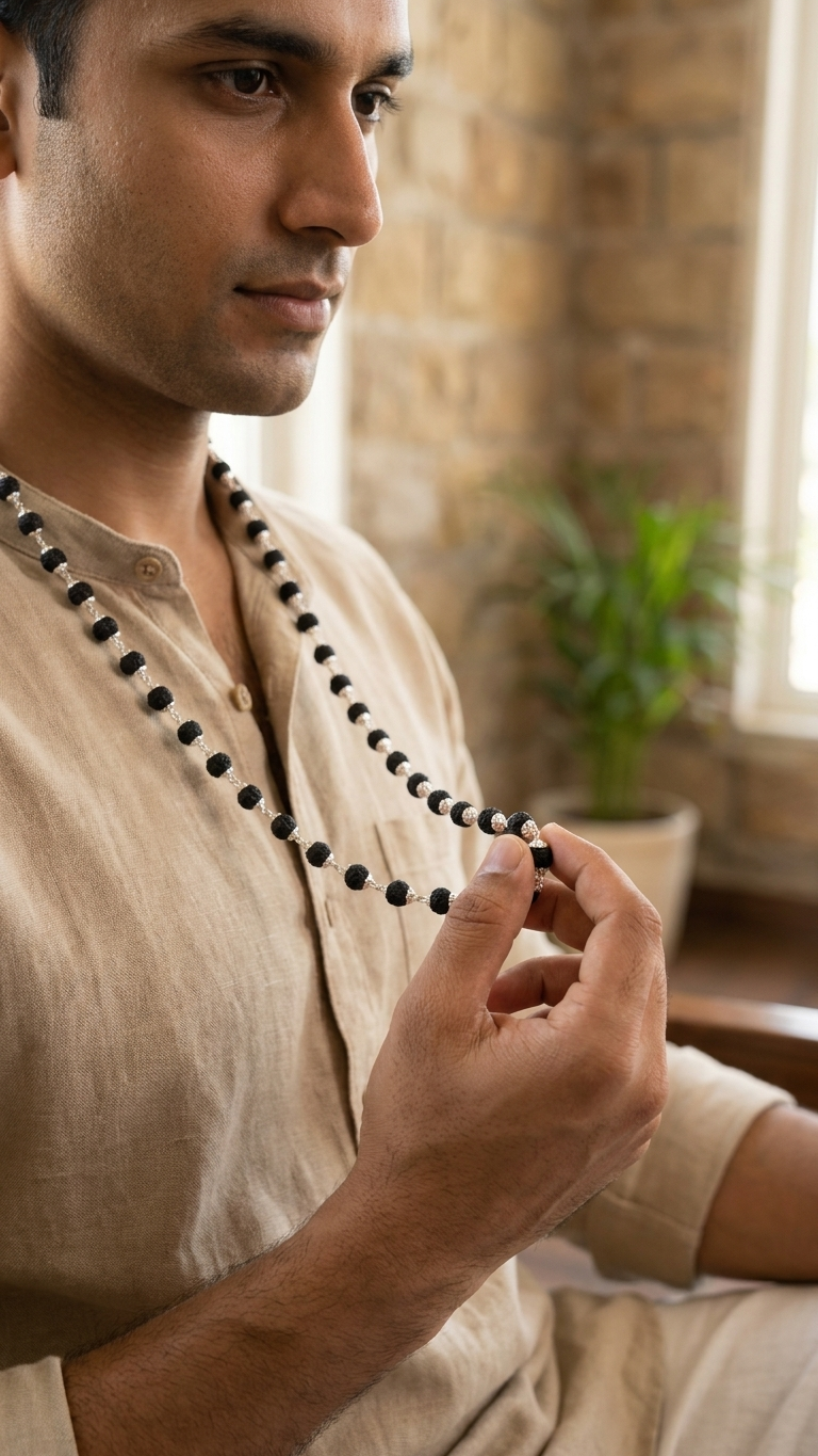 Natural Karungali Power Bead Chain – Ebony Elegance Edition (With Certificate)