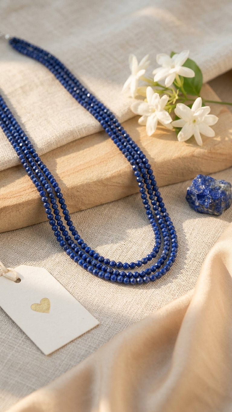 Natural Blue Lapis Lazuli Necklace (With Certificate)
