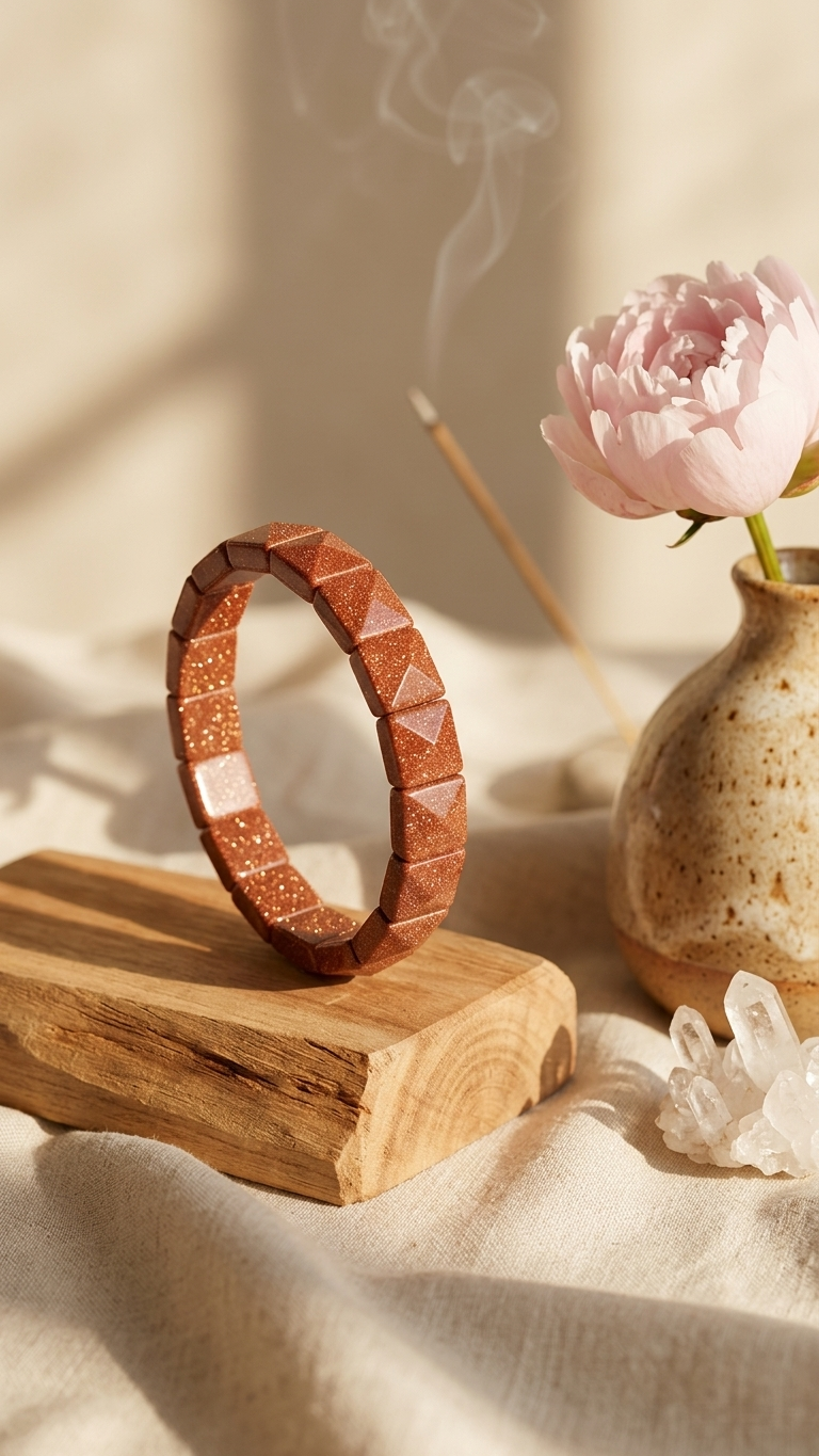 Sunstone Pyramid Bracelet ( sunsitara lab made )