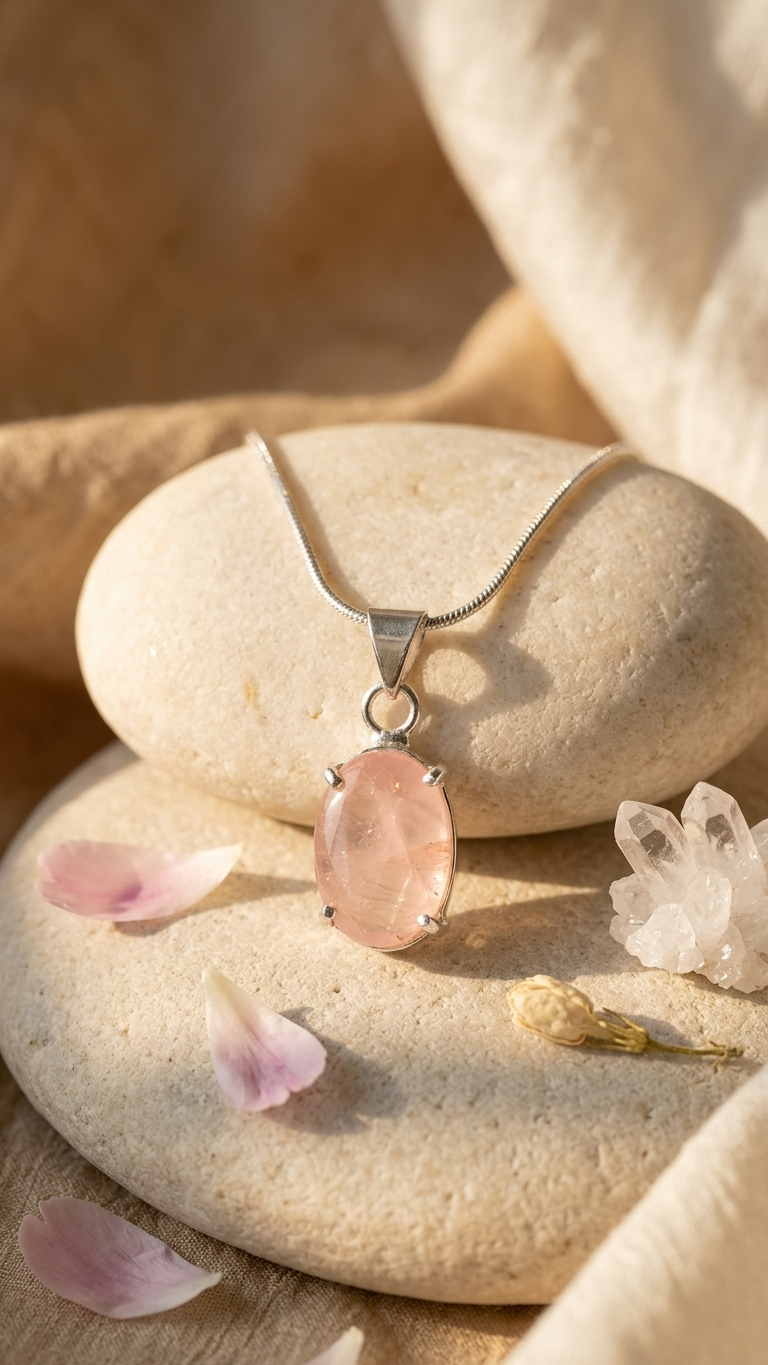 Natural Facited Rose quartz Pendant