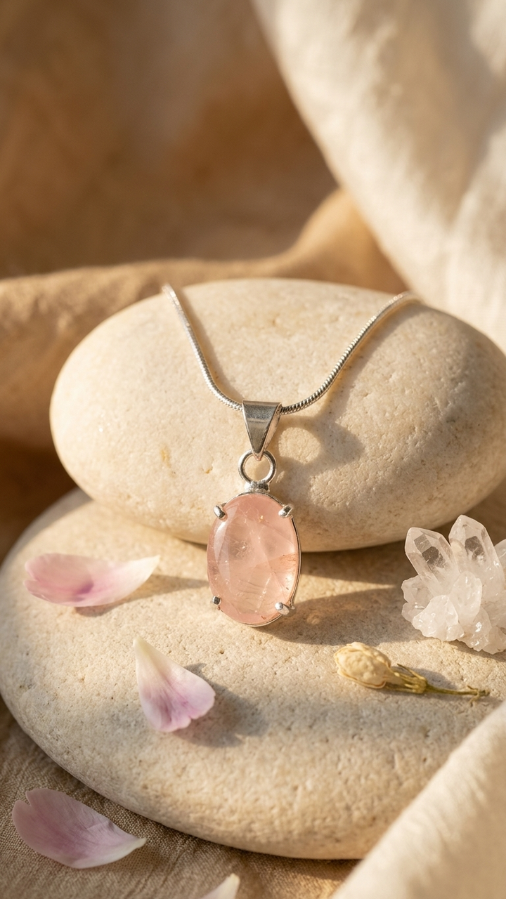 Natural Facited Rose quartz Pendant