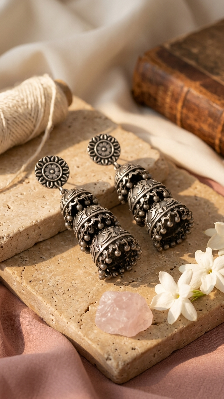 Tribal Harmony Dandiya Jhumka Earrings