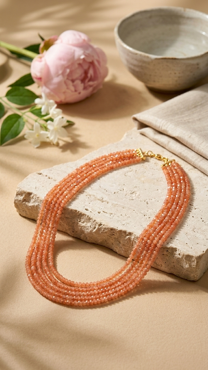 Natural Carnelian Beaded Necklace (With Certificate)