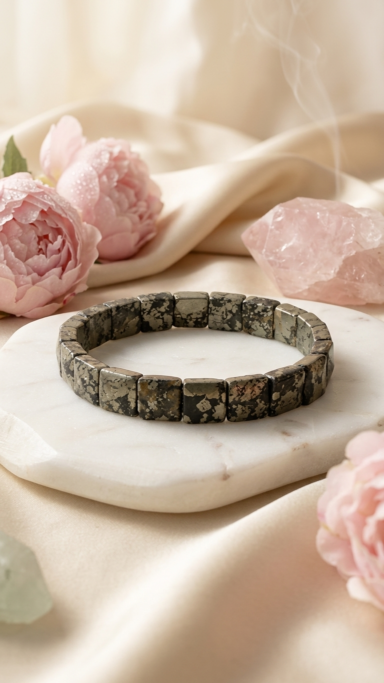 Apache Gold Pyramid Bracelet ( pyrite + tourmaline mix )