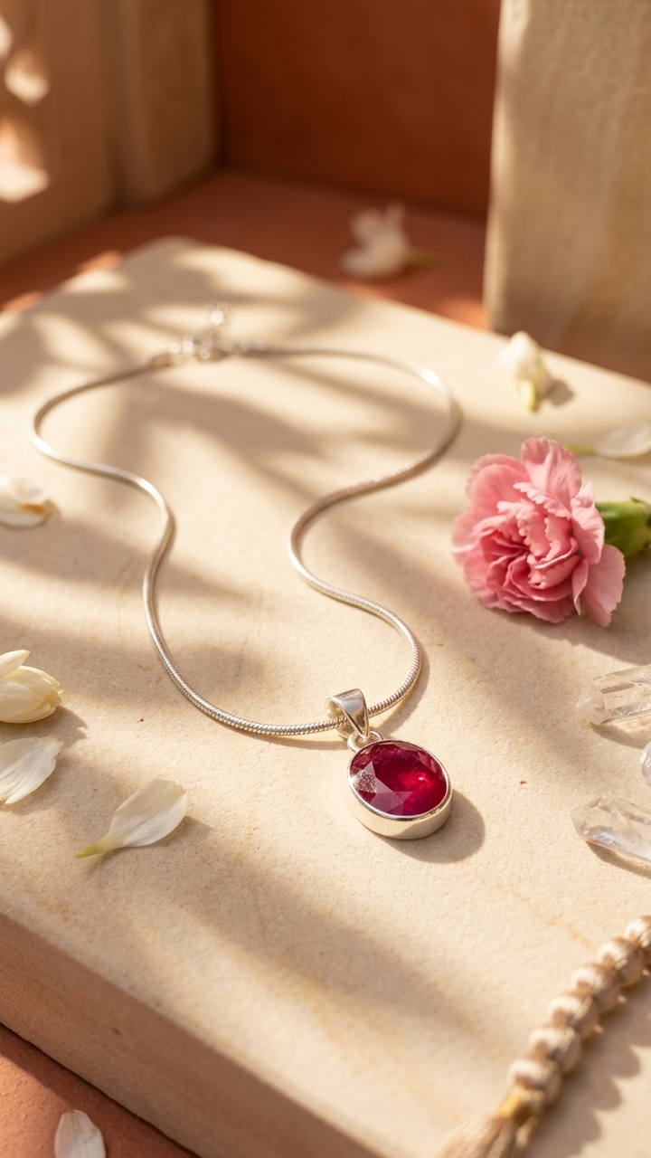 Natural Faceted Ruby  ( MANIK) Pendant