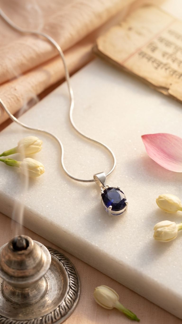 NATURAL BLUE  SAPPHIRE  ( NEELAM) PENDANT