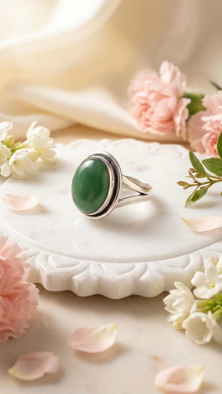 NATURAL GREEN JADE  RING 100% Natural Gemstone