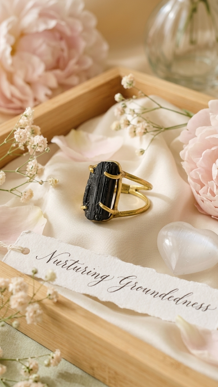 NATURAL BLACK TOURMALINE RAW RING 100% Natural Gemstone