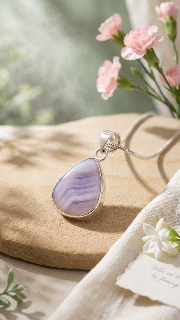 NATURAL BLUE LACE AGATE PENDANT