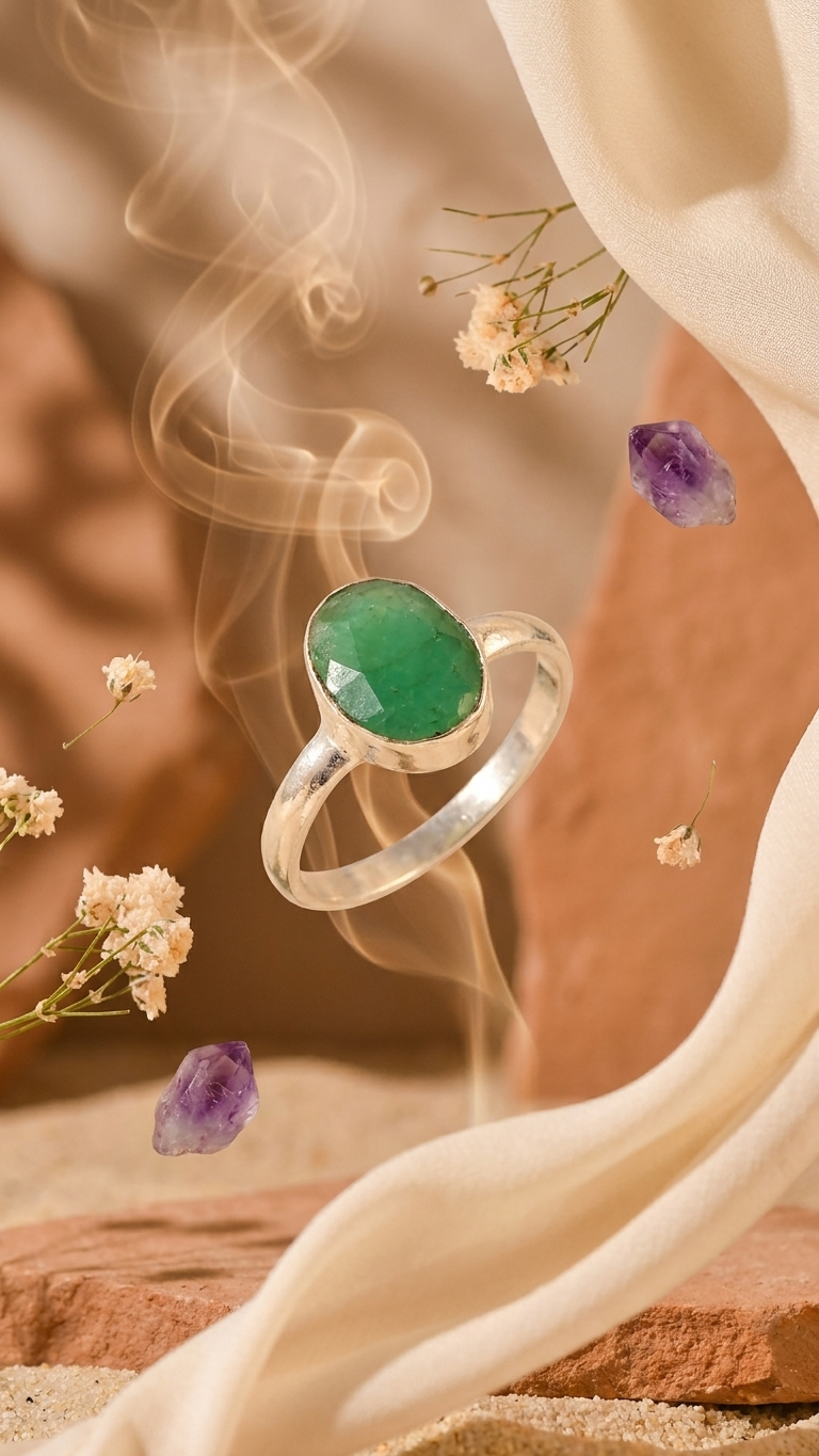 NATURAL EMERALD ( PANNA) RING