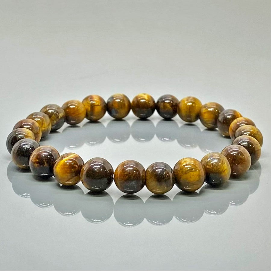 Natural Yellow Tiger Eye Bracelet - 8mm Healing Crystal Beads